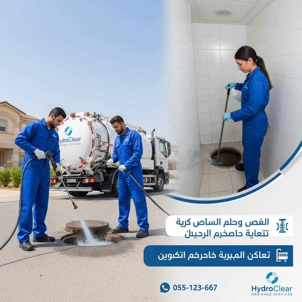 شركة هيدرو كلير لشفط مياه الصرف الصحي وتسليك غرف التفتيش بالرياض